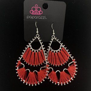 Paparazzi Fashion Jewelry Samba Scene Red Hook Earrings